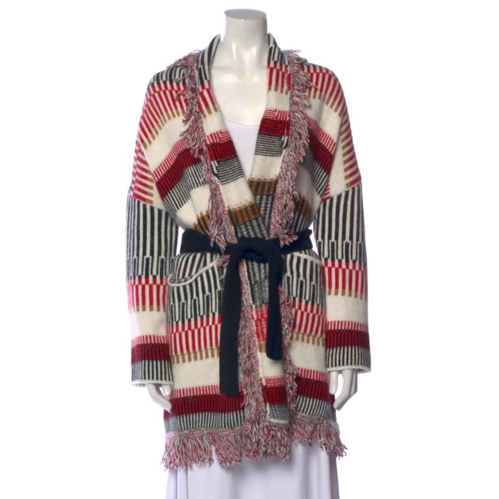 Maje oversized fringe cardigan v-neck size 2 medium